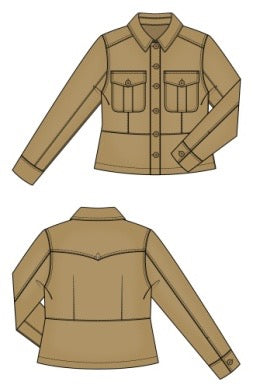 Jacket--"Trucker". Peplum waist, Cotton-Blend, Desert Camel OR Ginger Spice (Liverpool LA)