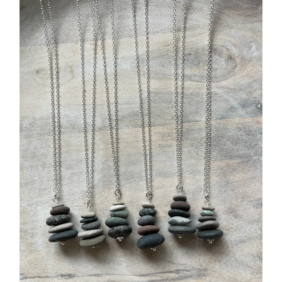 Necklace--"Lake Stone Cairn", Stone & CHAIN, Silver-Plated or Bronze (Generosity Co.)