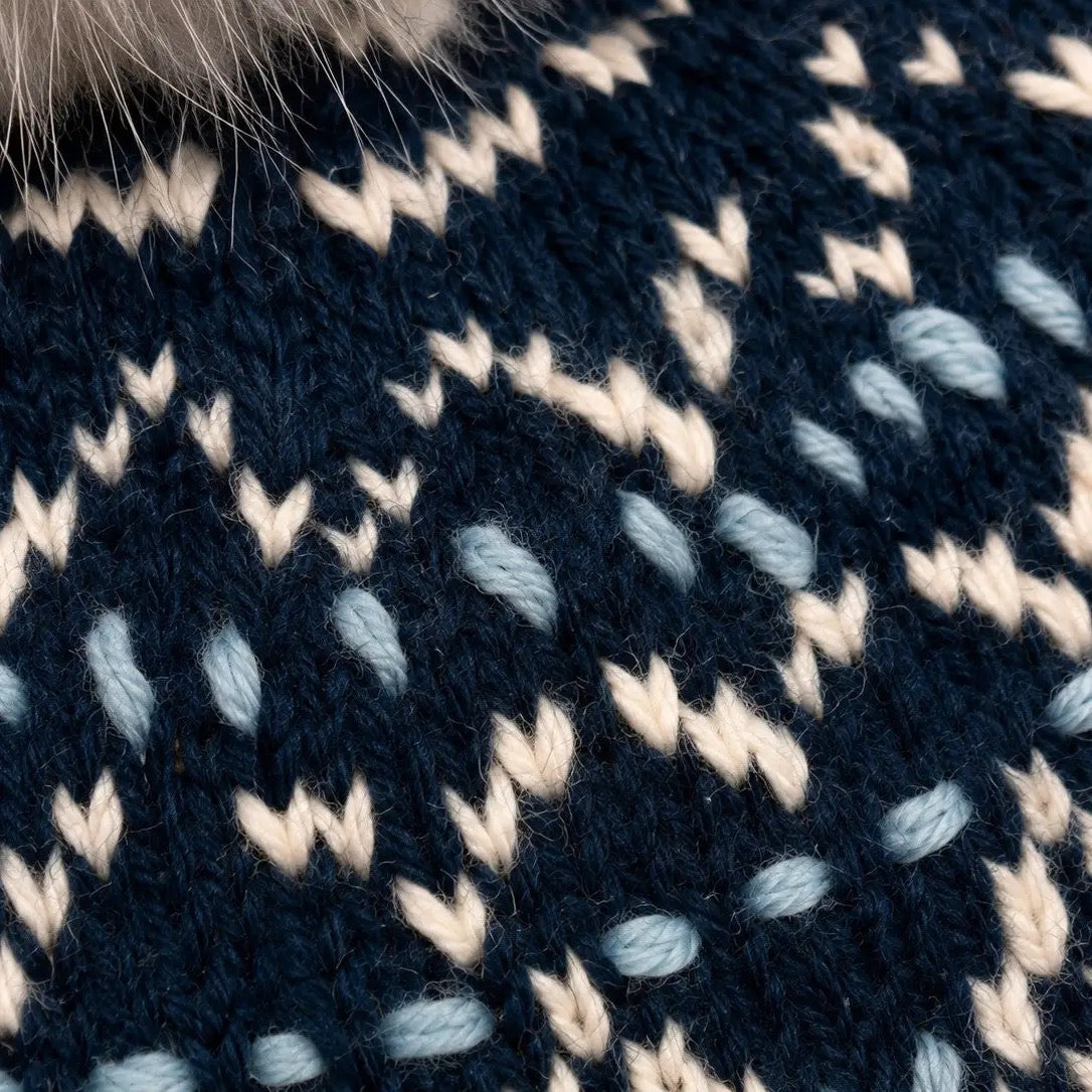 Hat--"Fair Isle", Beanie, Wool--Blue Teal (By Many Hands)