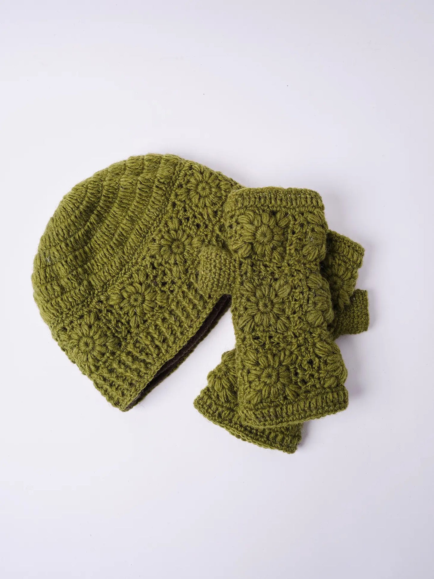 Hat--Wool, Floral Knit, 3 Colors (WIndhorse)