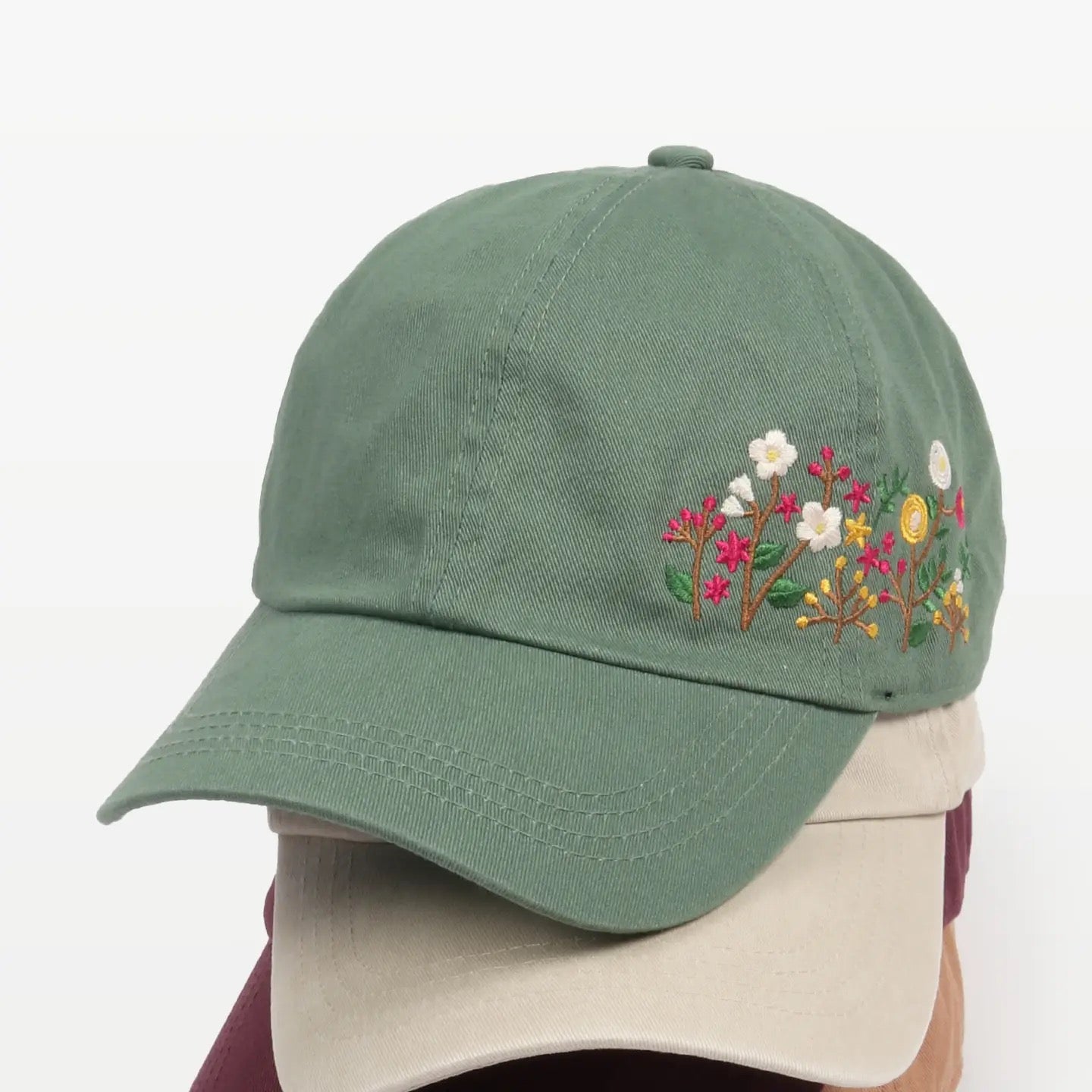 Hat--Ball cap, Floral Embroidered, Cotton, 3 Colors (David and Young)