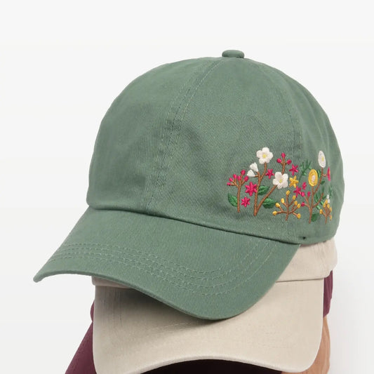Hat--Ball cap, Floral Embroidered, Cotton, 3 Colors (David and Young)