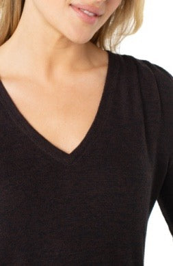 Sweater--V-Neck, Shirring at neck, Maroon OR Mocha (Liverpool LA)
