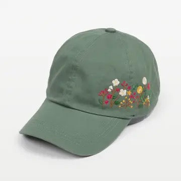 Hat--Ball cap, Floral Embroidered, Cotton, 3 Colors (David and Young)