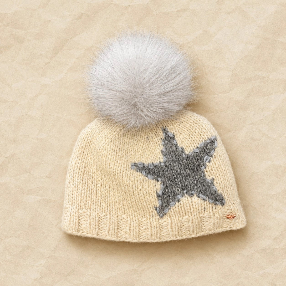 Hat--"Star", Beanie, Wool --Ecru (By Many Hands)