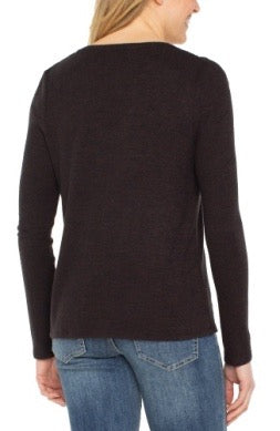 Sweater--V-Neck, Shirring at neck, Maroon OR Mocha (Liverpool LA)