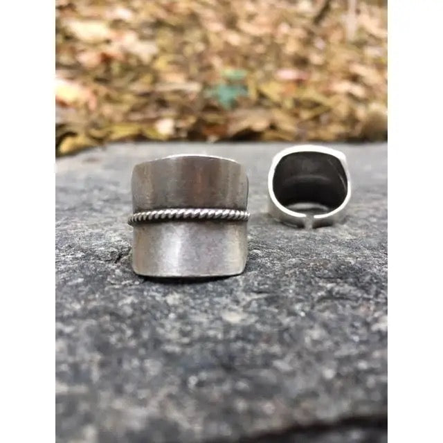 Ring--"With a Twist", Wide Band, Silver-Plated Brass (Volare)