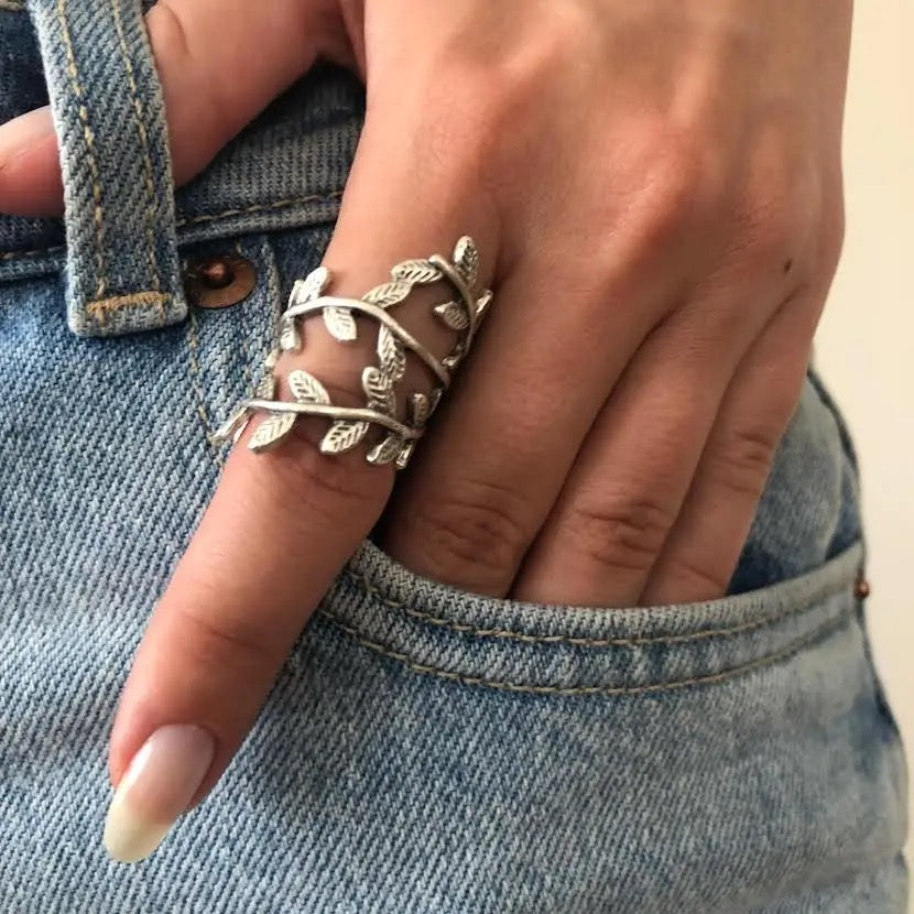 Ring--"Willow", Wrap, Silver-Plated Brass (Volare)