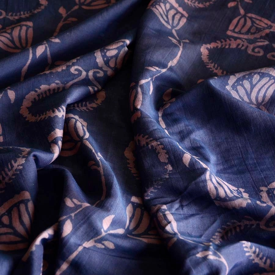 Scarf--Batik, Botanical, Cotton-Silk, Purple & Pink (Ichcha)