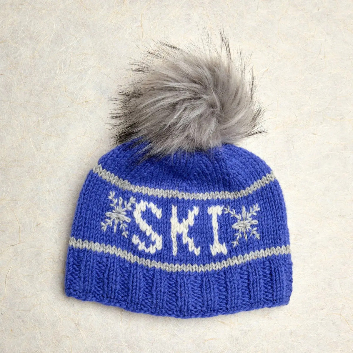 Hat--"Snow", Beanie, Wool --Blue OR Grey (By Many Hands) (Copy)