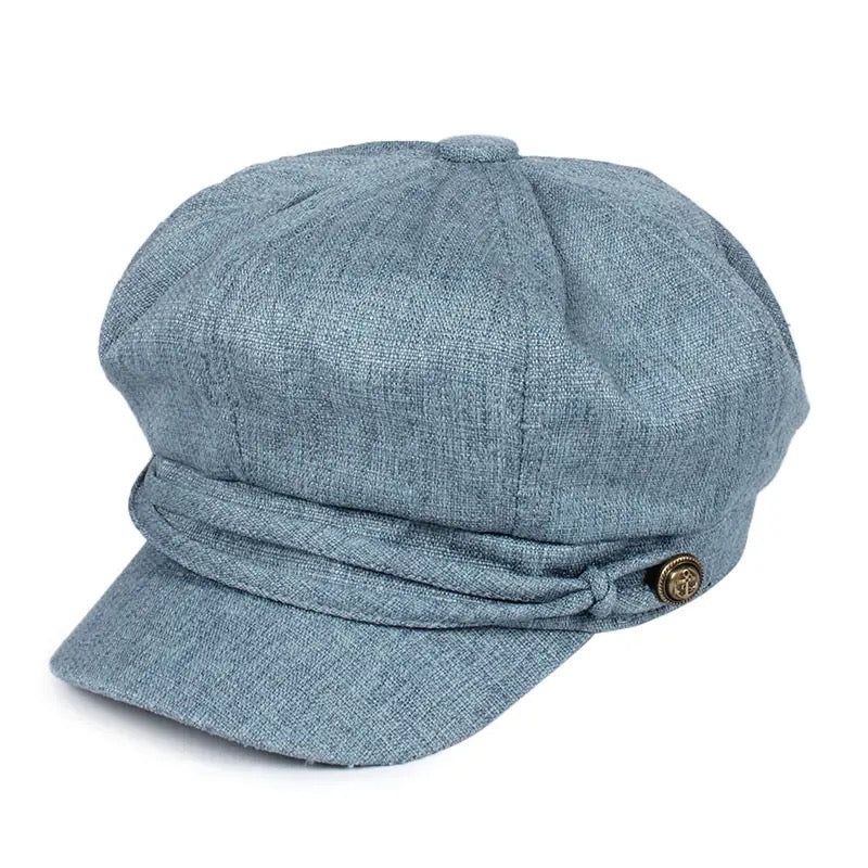 Hat--Newsboy cap, Linen, Denim Blue OR Beige  (David and Young)
