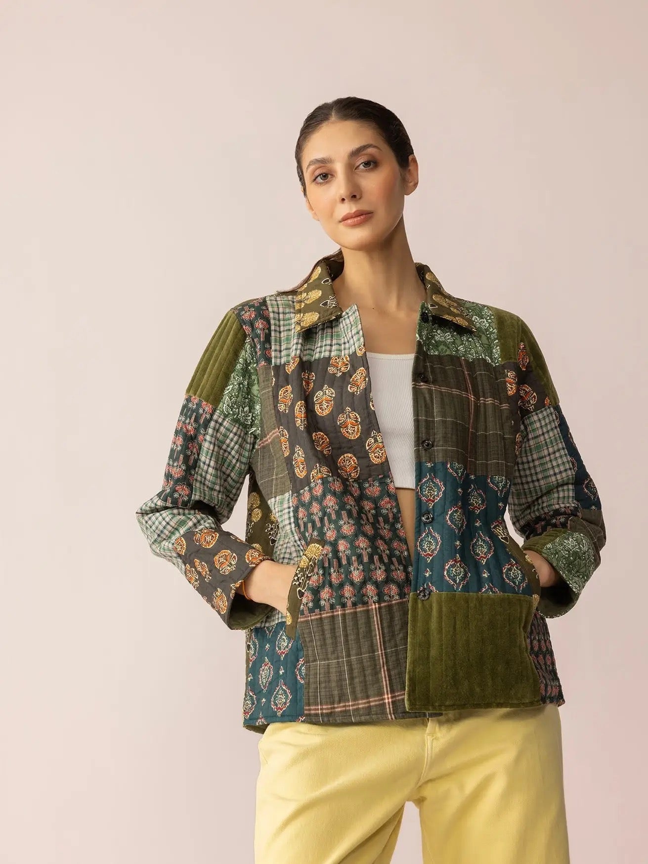 Jacket--"Meadow", Patchwork, Cotton, Greens (Bohera)