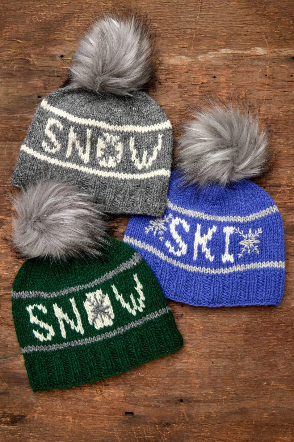 Hat--"Snow", Beanie, Wool --Blue OR Grey (By Many Hands) (Copy)