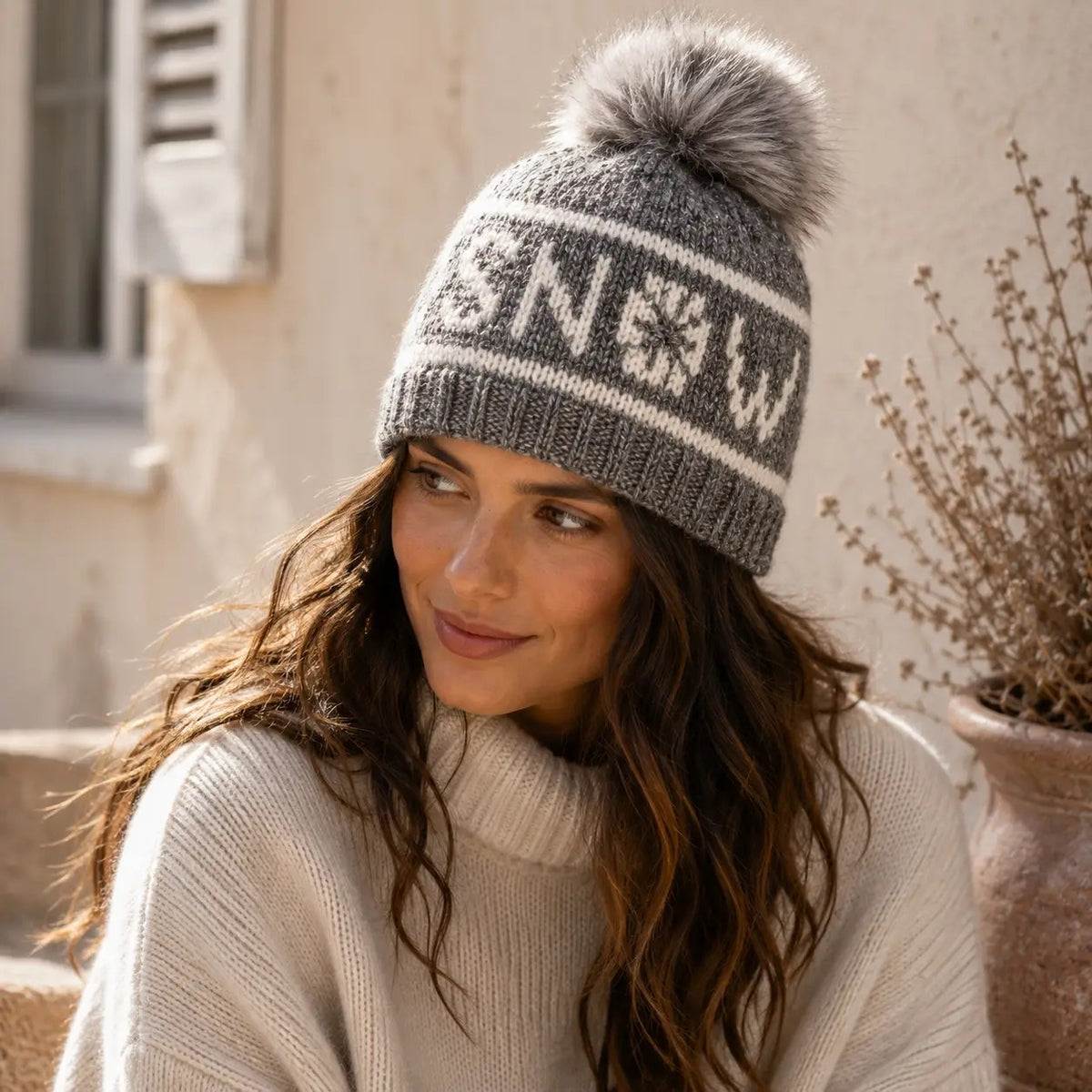 Hat--"Snow", Beanie, Wool --Blue OR Grey (By Many Hands) (Copy)