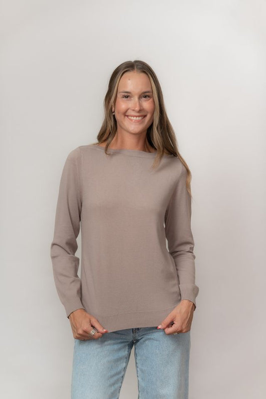 Sweater--Boatneck, Bamboo-Blend, Taupe (Echo Verde)