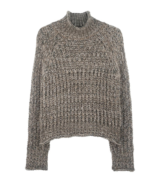 Sweater--"Tara", T-Neck, Marled, Indigo Coast OR Bold Ink (Wooden Ships)