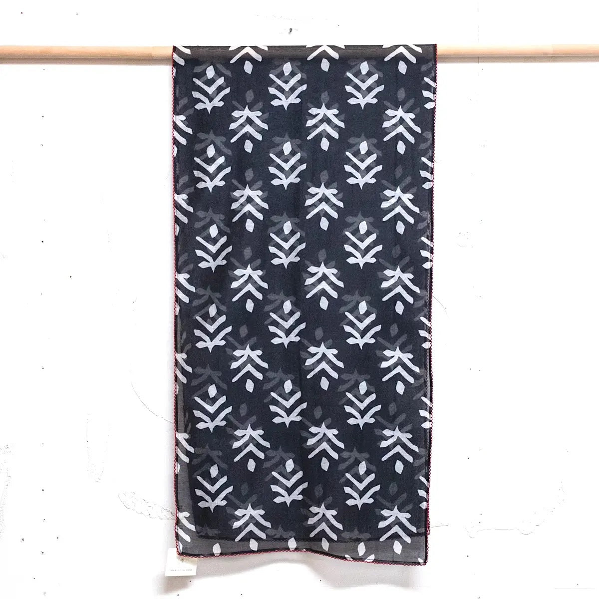 Scarf--Batik, Cotton-Silk, Black & White (Marigold Rowy)