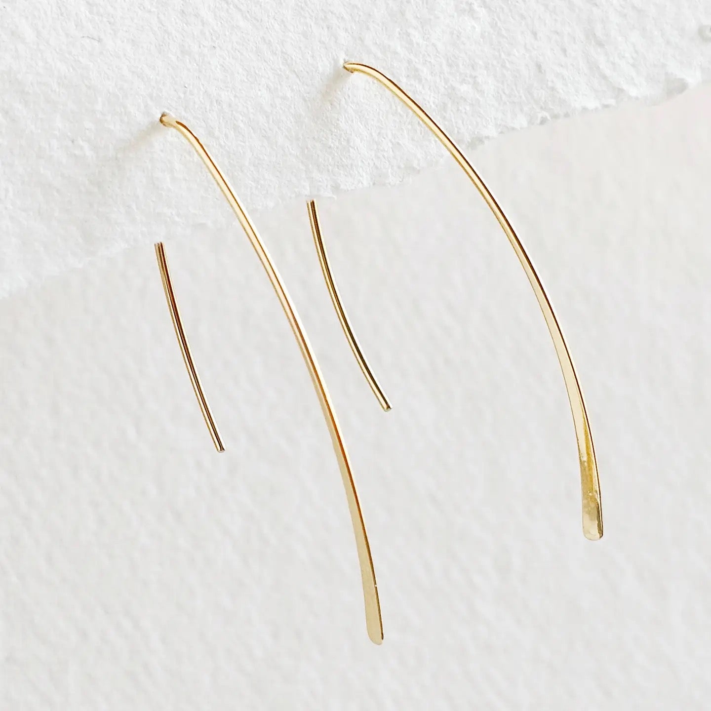 Earrings--Thin Hoops with Flattened Edge, Silver or Gold-Plated (Bisjoux)