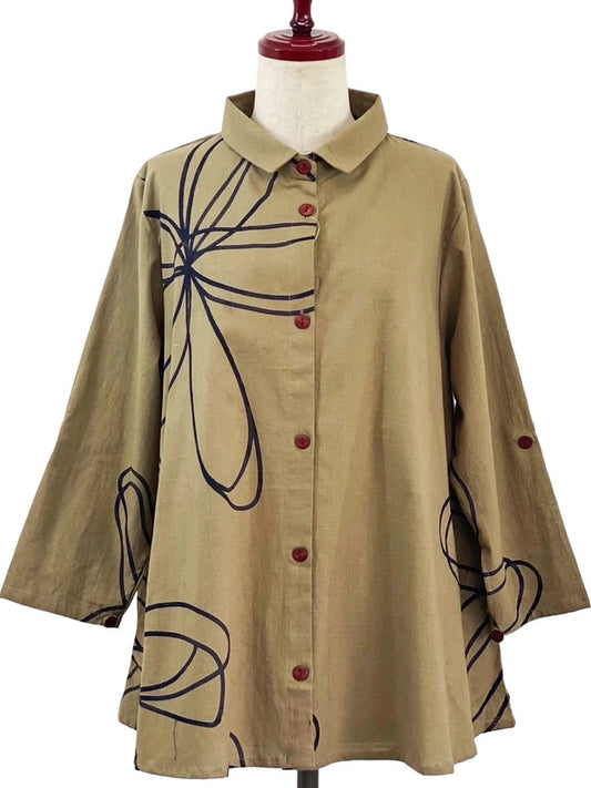Jacket--"Pen Flower", Cotton, Light Brown (Mona Lisa)