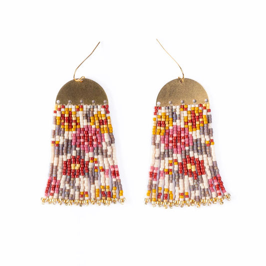 Earrings--"Summer Garden", Wine & Mustard (Mayana)
