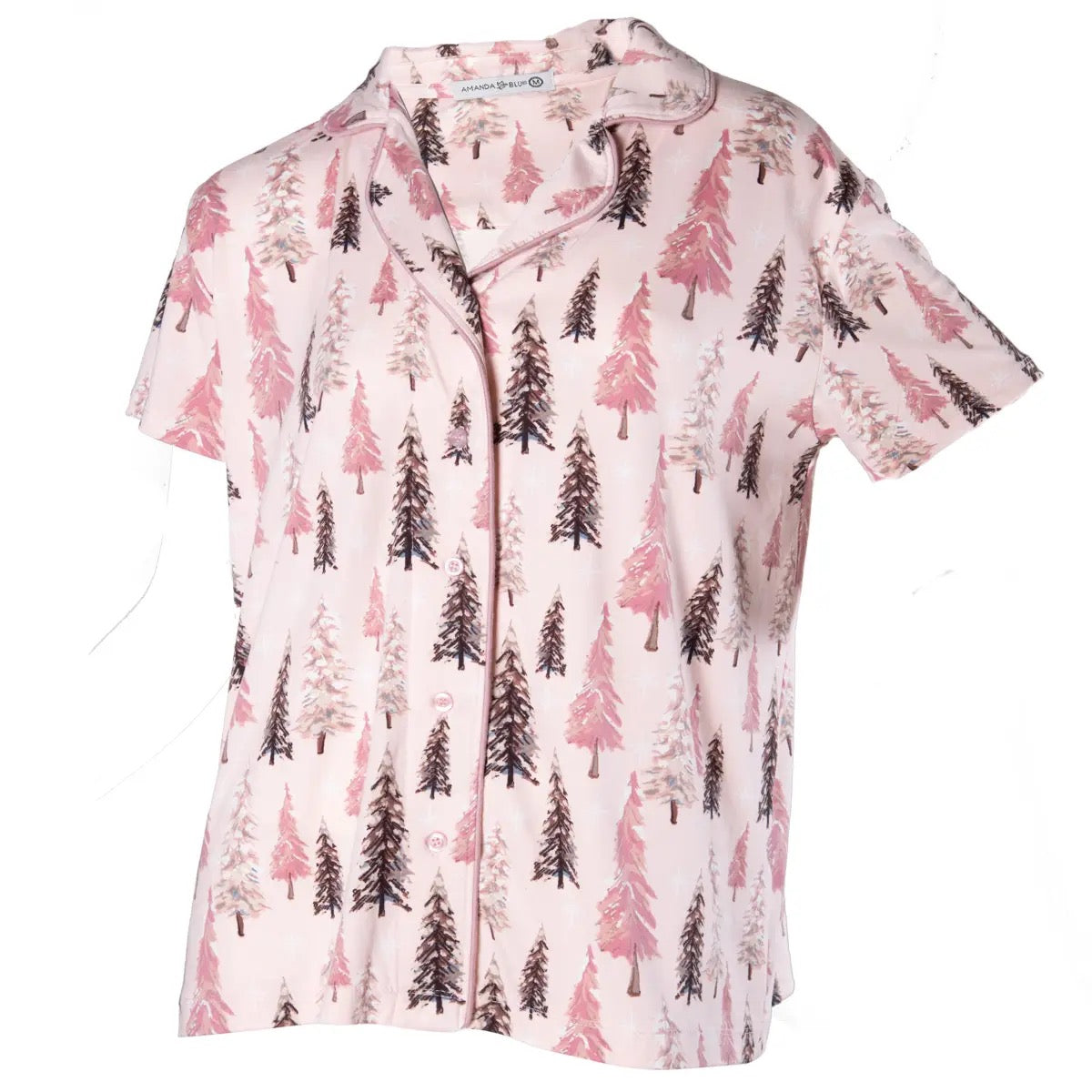 Pajamas--Set, "Pink Confers", Short Sleeves, Pink (Amanda Blu)
