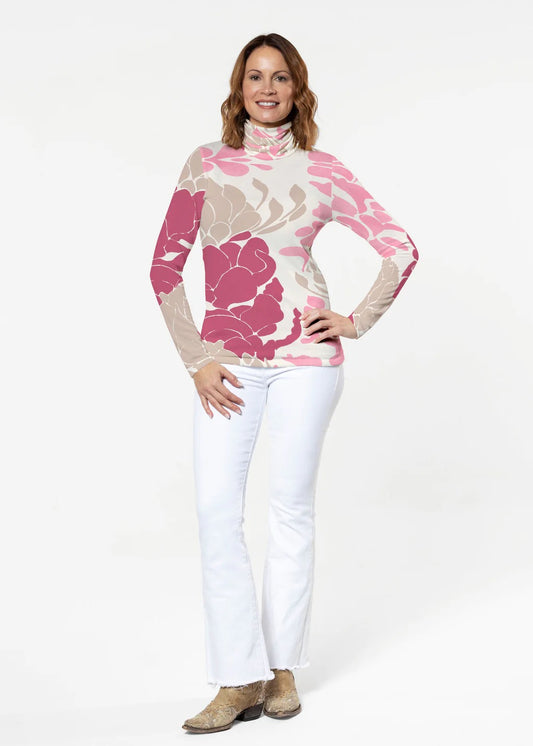 Turtleneck--"Lotus", Full-Body Print, Long-Sleeve, 1 Pattern/1 Color (Whimsy Rose)