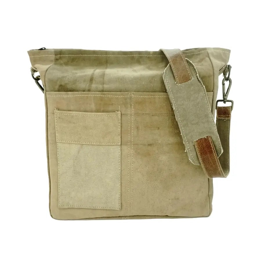 Bag--Crossbody, Recycled Military Tent--LARGE (Vintage Addiction)