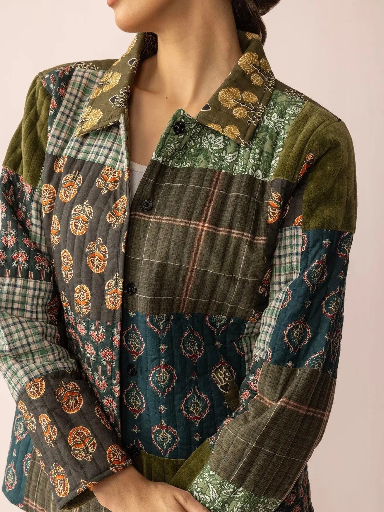 Jacket--"Meadow", Patchwork, Cotton, Greens (Bohera)