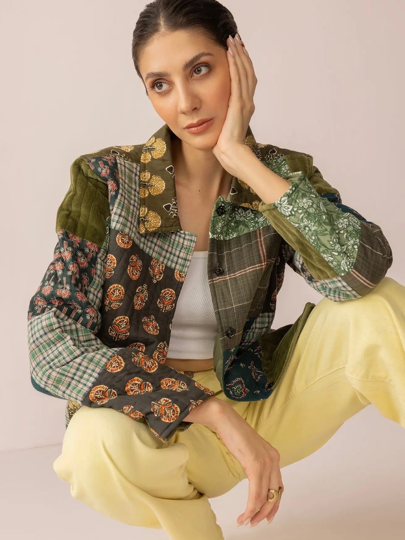 Jacket--"Meadow", Patchwork, Cotton, Greens (Bohera)