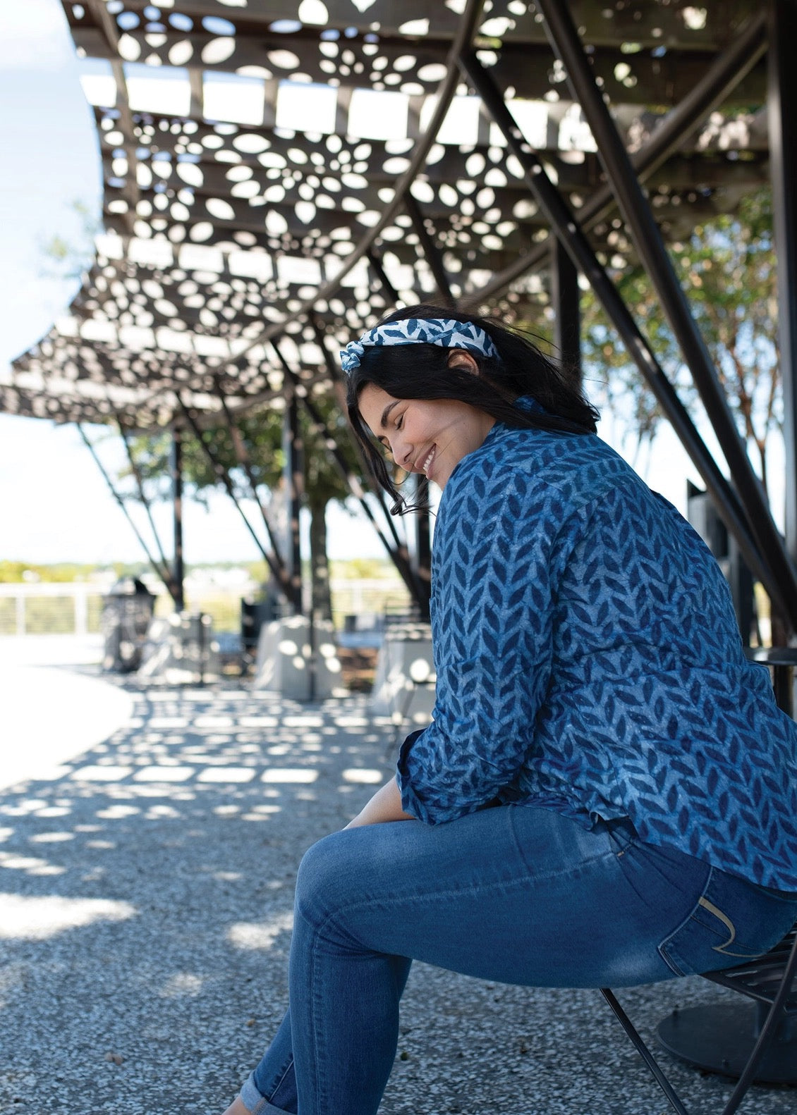 Blouse--"Good Boyfriend", Cotton, Indigo Chevron (and for Good)