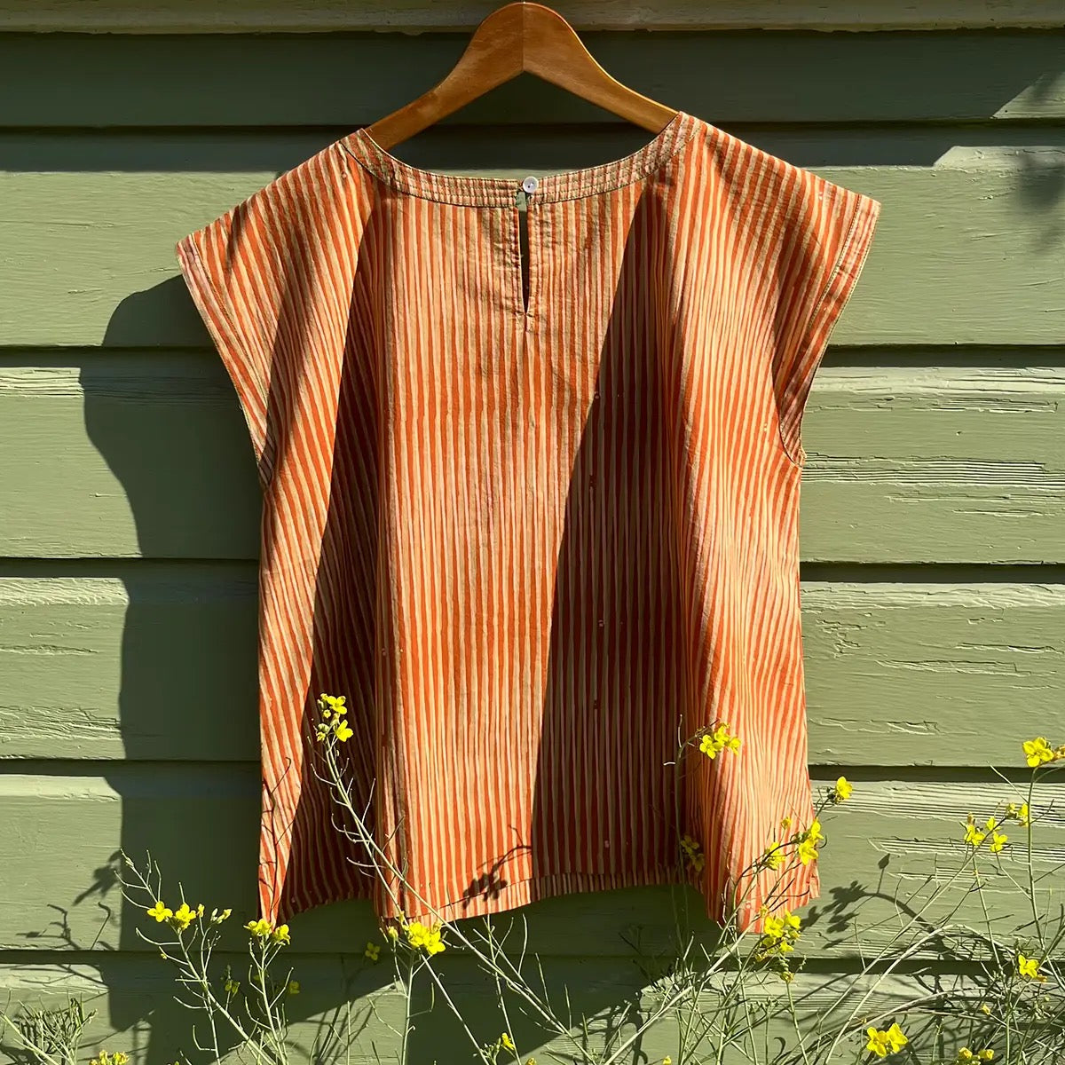 Top--"Paulina", Sleeveless, Stripes-Orange (Little Journeys Chicago)