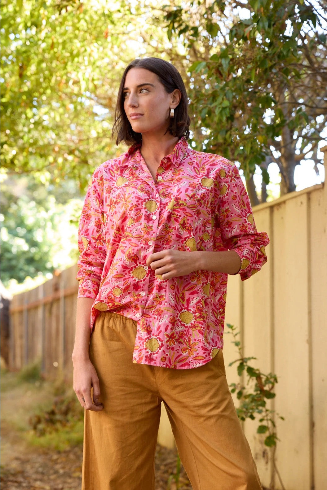 Blouse--"Good Boyfriend", Cotton, Mira Floral Pink (and for Good)