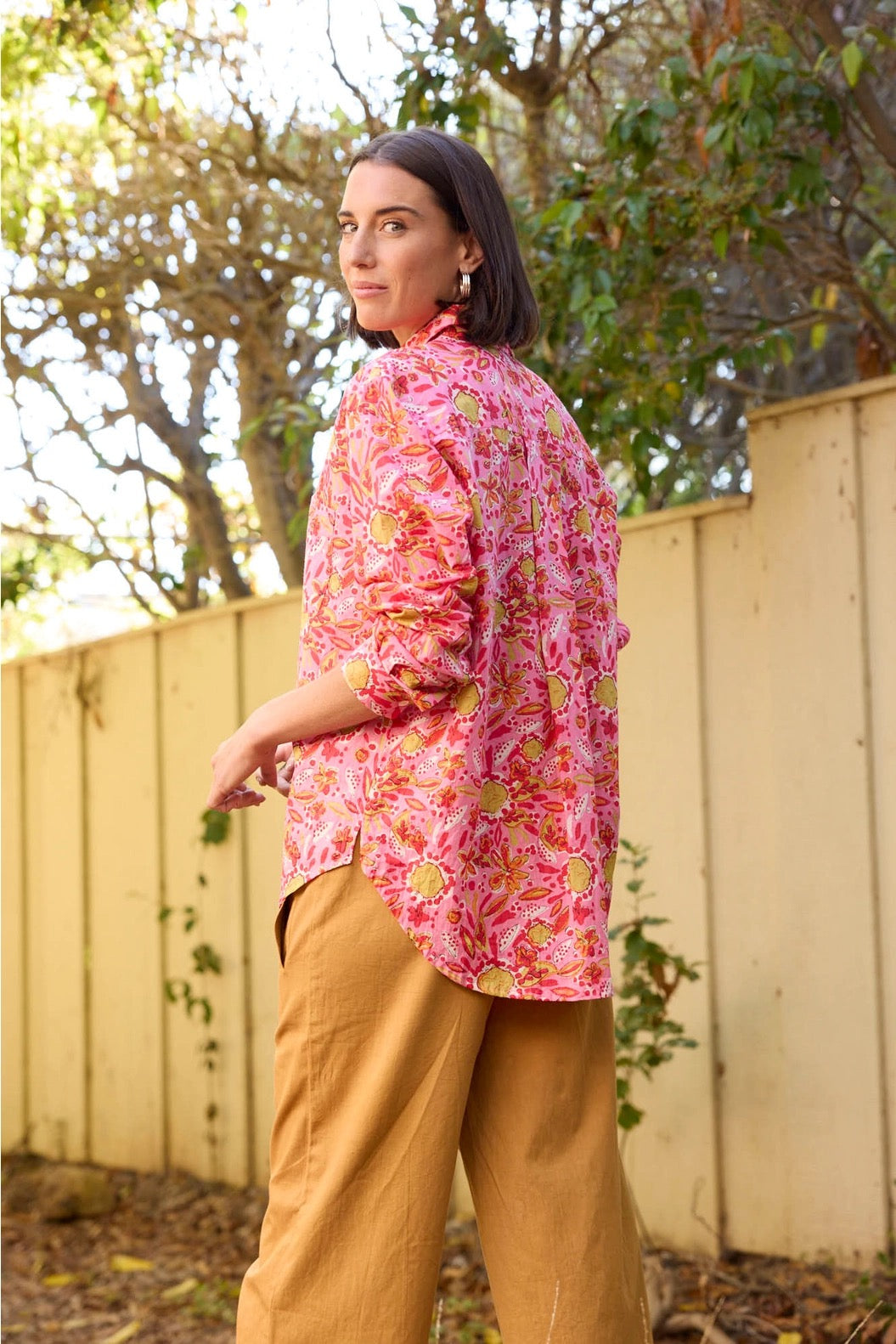 Blouse--"Good Boyfriend", Cotton, Mira Floral Pink (and for Good)