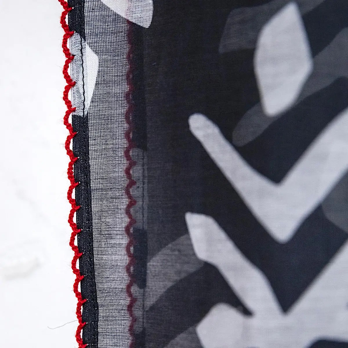 Scarf--Batik, Cotton-Silk, Black & White (Marigold Rowy)