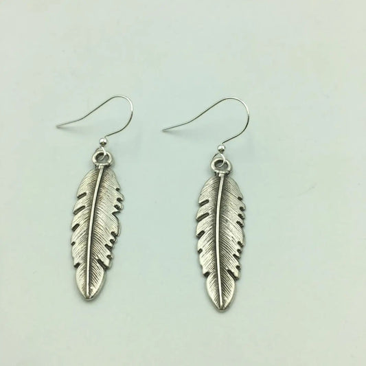 Earrings--"Feathers", Dangle, Silver-Plated Brass (Volare)