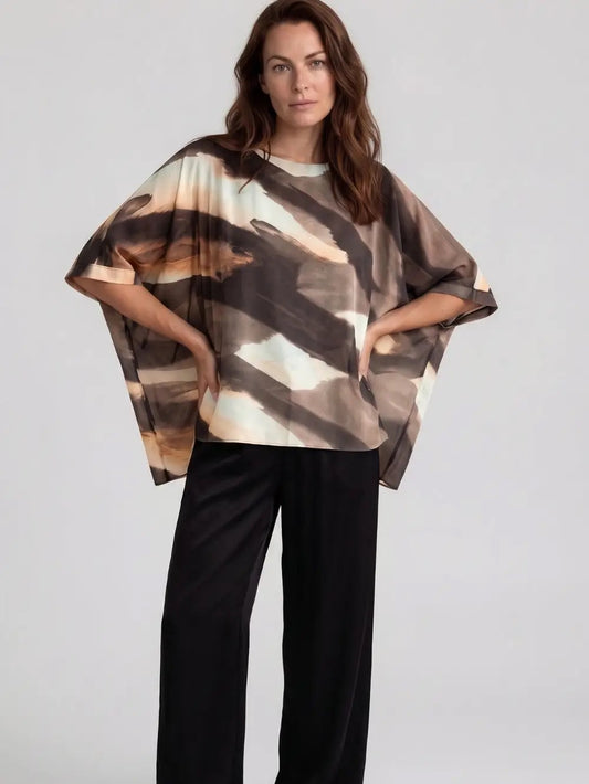 Topper--"Capri" Poncho, Sheer, "Relic"--Brown/Black (AMB Designs)