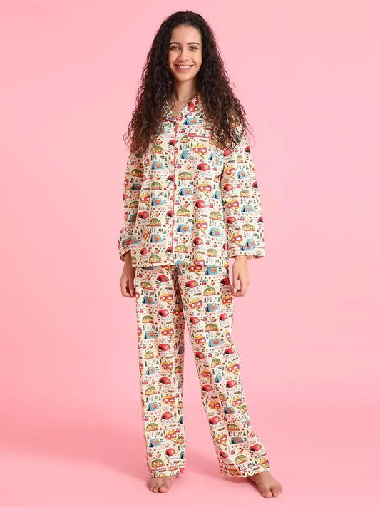 Pajamas--Cotton, Set, "Camp" (Mahogany)