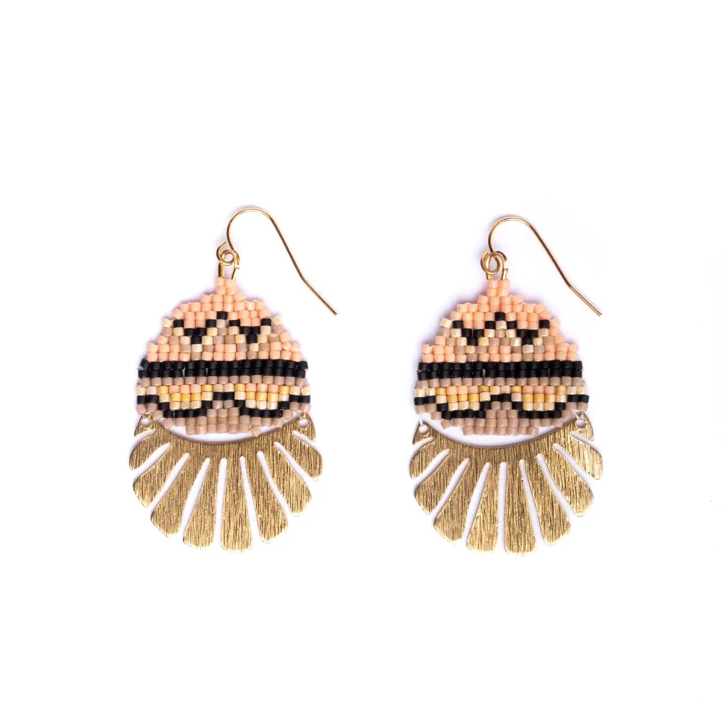 Earrings--Santa Fe, Hooks, Peach/Beige (Mayana)