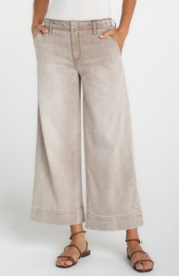 Jeans--"Weekender", Wide Leg, Cropped, Antique Khaki (Liverpool LA)