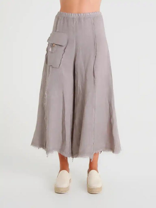 Pants--Cargo, Wide Leg, Linen, Dark Sand (Femme Fatale)