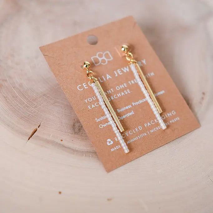 Earrings--Seed-Beads & Bar, Posts, 3 Versions (Cecelia Designs)