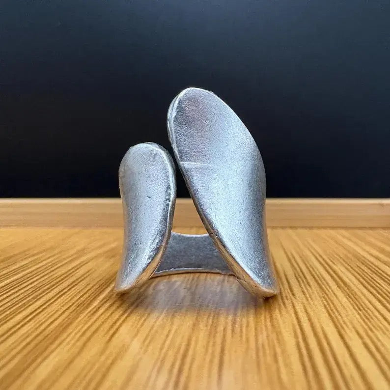 Ring--"Mid-Century Modern", Wrap-style, Silver-Plated Brass (Volare)