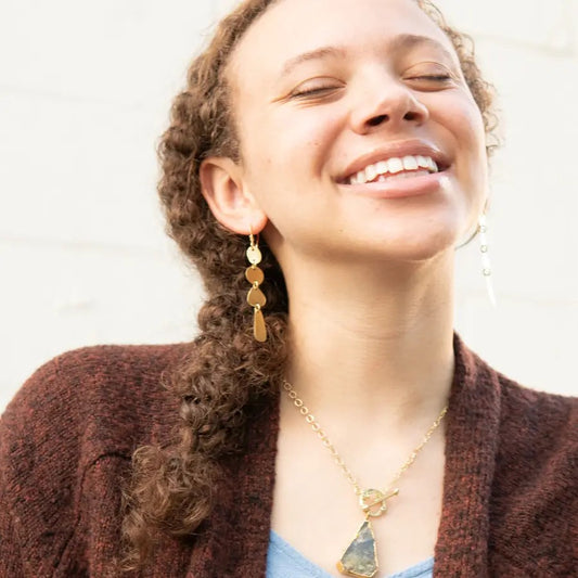 Earrings--"Stacked Pebbles", Brass OR Silver (Fair Anita)