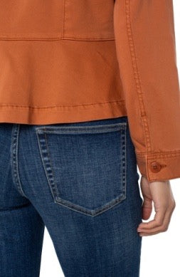 Jacket--"Trucker". Peplum waist, Cotton-Blend, Desert Camel OR Ginger Spice (Liverpool LA)