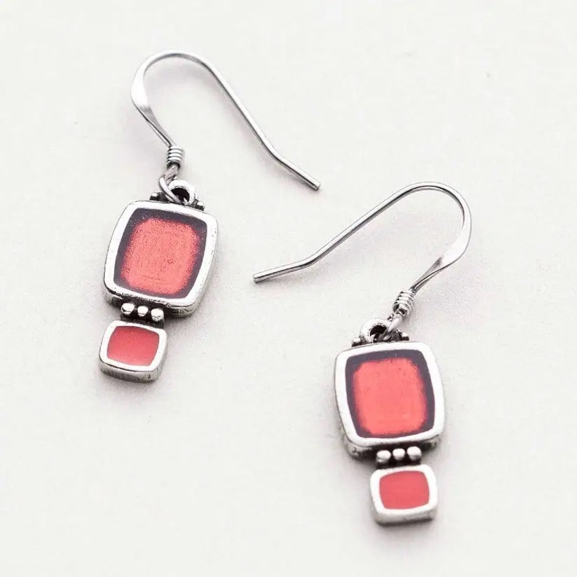 Earrings--"Harmony", Dangle, Pewter & Enamel, 4 Colors (Danforth Pewter)