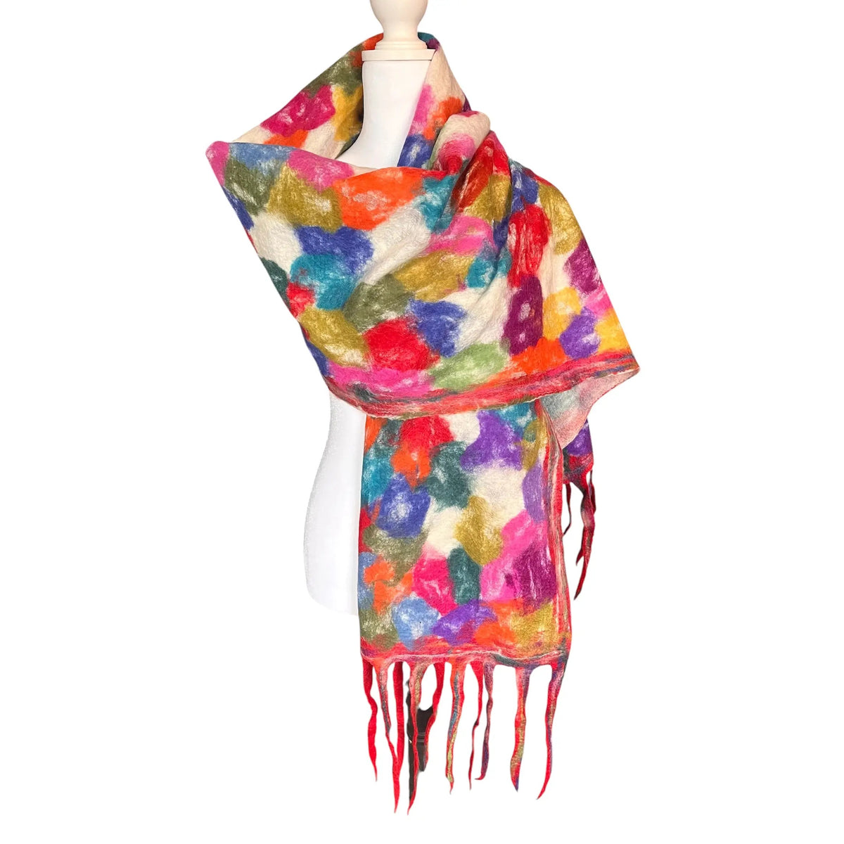 Scarf--"Living Palette", Wool-Chiffon, Crayola Colors (Pomegranate Moon)