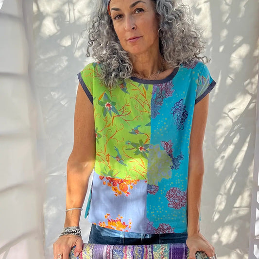 Blouse--"Moet", Sleeveless, "Sumi Blue" (Little Journeys Chicago)