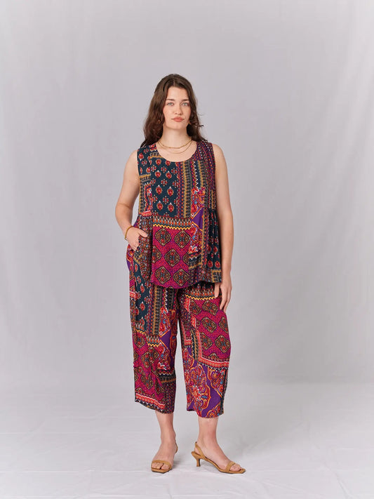 Pants--"Laxmi", Wide Leg, Rayon--MAGENTA (Windhorse Trading Co)