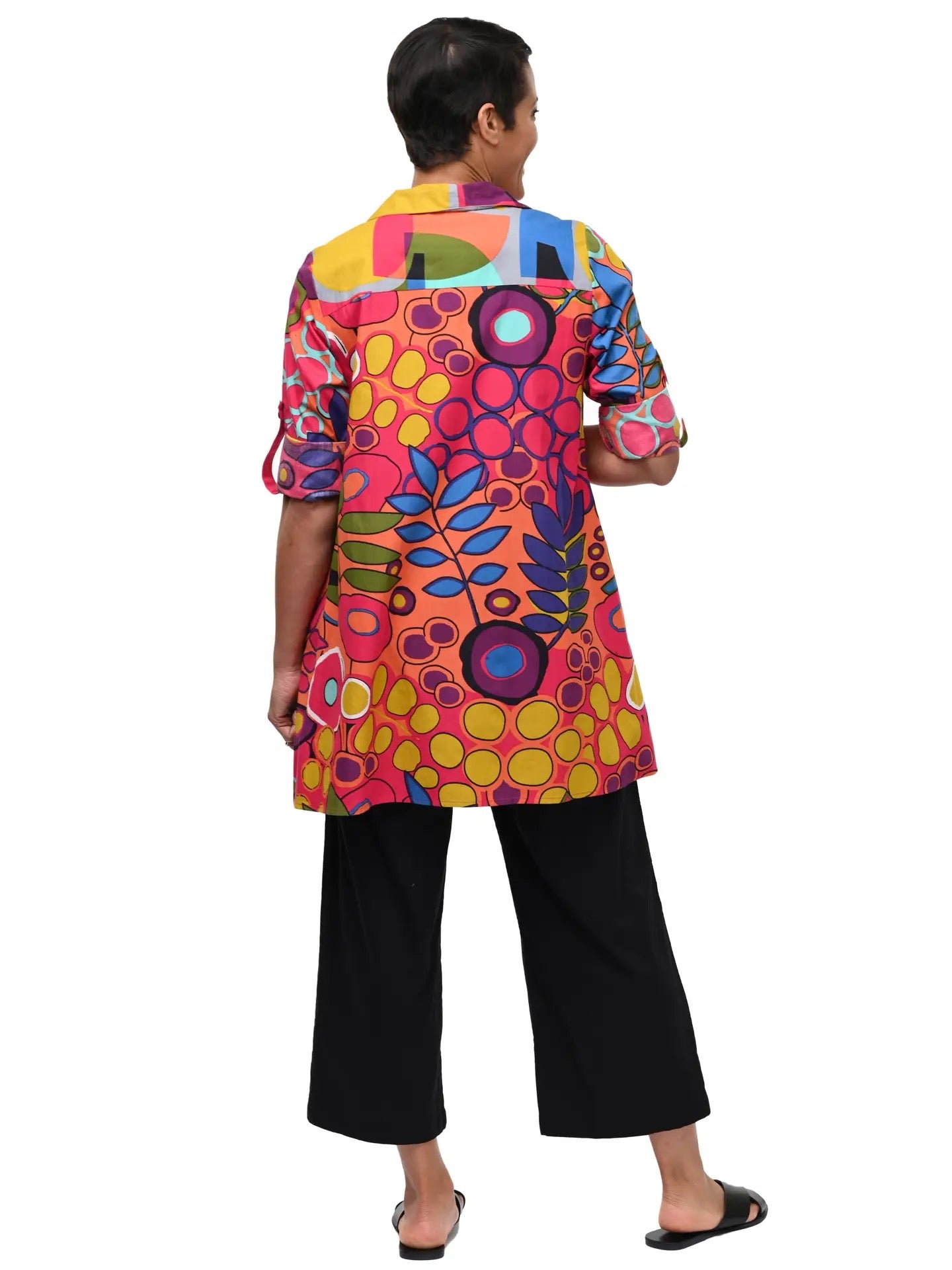 Tunic--"Rachel", Long Sleeve, Cotton, "Galapagos" (Tulip)