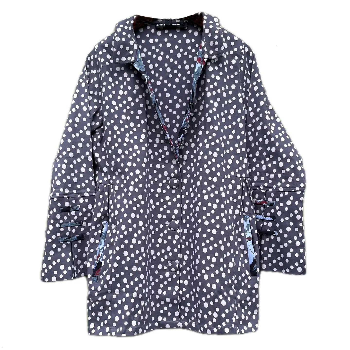 Jacket--"Sydney", Long-Sleeved, Twill, Slate Blue w/l Dots (Little Journeys)